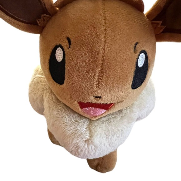 Eevee Pokemon 2022 Stuffed Plush 8” Brown Ears,Embroidered Features,W/ Tush Tags - Picture 6 of 8